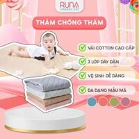 Thảm chống thấm cho bé RUNA KIDS Cotton Hàn 100% chần bông thấm hút tốt thoáng mát an toàn cho bé