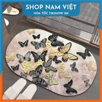 Thảm Chùi Chân 4 Lớp Siêu Thấm Hút Nhiều Hoa Văn Độc Đáo - Cánh bướm 4060cm