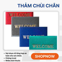 Thảm chùi chân lót cửa chống trượt Welcome kích thước 90x120cm