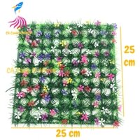 Thảm cỏ nhựa Lá Kim Có Bông trang trí hồ cá size 25x25 cm