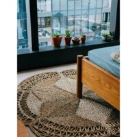 Thảm cói hình bông hoa loại cói chẻ 1m8