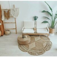 Thảm cói, thảm tròn decor trải sàn chụp ảnh hàng xuất khẩu HUNGPHUC size 1m