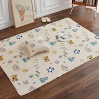 Thảm cotton trải sàn họa tiết dễ thương cho bé - Thảm trải sàn chần bông - Thảm lót sàn chống trượt cho bé - Thảm decor