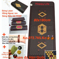 Thảm đá nóng Hàn Quốc HAPPY LIFE 80x180cm sóng Laser + PEMF +hồng ngoại giảm đau xương khớp, thoát vị đĩa đệm, đau lưng