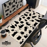 Thảm để bàn mèo dễ thương, Tấm lót chuột màu be màu đen, Tấm bảo vệ bàn cực lớn, Tấm lót bàn mềm, Bàn di chuột Anime kawaiii, Tấm lót bàn chuột XL