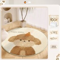Thảm decor trải sàn lông cừu, họa tiết PET CUTE, trang trí phòng khách, phòng ngủ - CAM CHĂN GA GỐI