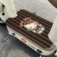 Thảm đệm bàn đạp xe điện Hello Kitty màu nâu vintage, chống mài mòn, không trượt, bảo vệ xe, cắt tự do