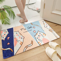 Thảm lau chân cao cấp, thảm chùi chân thấm hút nước, thảm nhà tắm chống trơn trượt kích thước 60x40 cm - Hàng nhập khẩu - Thảm mèo cute 12mm