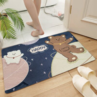 Thảm lau chân cao cấp, thảm chùi chân thấm hút nước, thảm nhà tắm chống trơn trượt kích thước 60x40 cm - Hàng nhập khẩu - Thảm Gấu Happy 12mm