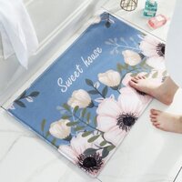 Thảm lau chân cao cấp, thảm chùi chân thấm hút nước, thảm nhà tắm chống trơn trượt kích thước 60x40 cm - Hàng nhập khẩu - Thảm hoa trắng 12mm