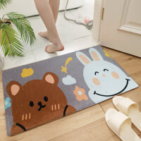 Thảm lau chân cao cấp, thảm chùi chân thấm hút nước, thảm nhà tắm chống trơn trượt kích thước 60x40 cm - Hàng nhập khẩu - Thảm Gấu&amp;Thỏ 12mm