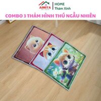 Thảm lau chân combo 3 tấm thảm chân lông cừu ngắn ngẫu nhiên thấm hút chống trơn trượt AIMITA Thảm chùi chân 3D 5D đẹp