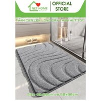 Thảm lau chân nhà tắm sợi len họa tiết sóng, thảm lau chân thấm hút nước chống trượt