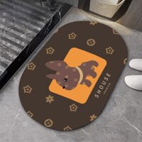 Thảm Lau Chân Silicon phòng tắm SHOUSE siêu thấm hút nước đế cao su chống trơn trượt - Si-Oval04