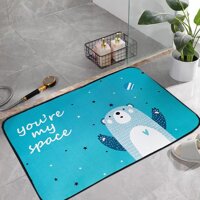 Thảm lau chân, thảm chùi chân vải ép thấm hút nước tốt, đế cao su chống trơn trượt KT 40x60cm - Hàng nhập khẩu - Gấu xanh