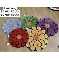Thảm len chùi chân họa tiết bông nổi nhiều màu sắc kích thước 50cmx50cm,60cmx60cm
