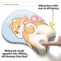 Thảm lót chuột dễ thương Shiba Inu phong cách Nhật Bản Ins, tựa cổ tay, tựa lưng, tựa cổ tay 3D, tựa cổ tay cao su mềm cho các cô gái