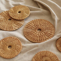 Thảm lót ly bằng mây đan cách nhiệt, thảm nồi, thảm bát, thảm chống trượt, thảm ấm trà, thảm đĩa, bộ giữ cốc, phụ kiện trà đạo, người nổi tiếng trên internet