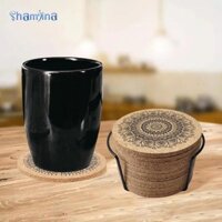 Thảm lót ly bằng nút chai Shamjina 12x có thể tái sử dụng có giá đỡ kim loại cho văn phòng tiệc tại nhà
