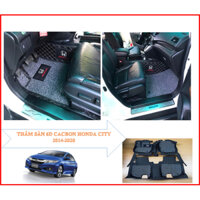 Thảm lót sàn 6D Honda City 2014-2020, Da Cacbon cao cấp, kết hợp sàn rối, chống thấm nước.