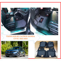 Thảm lót sàn 6D Honda Civic 2022 đến nay, Da Cacbon cao cấp, kết hợp sàn rối,chống thấm nước.