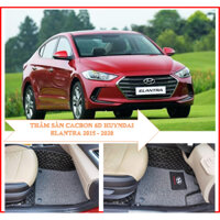 Thảm lót sàn 6D Hyundai Elantra 2015-2020, Da Cacbon cao cấp, Kết hợp rối cước, không mùi.
