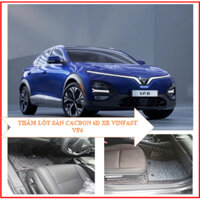Thảm lót sàn Cacbon 6D xe Vinfast VF6, Da Cacbon cao cấp, Kết hợp rối cước, không thấm nước.