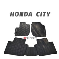 Thảm lót sàn cao su xe Honda City 2015 đến 2022 Màu Đen Chữ trắng, bộ trải sàn ô tô cao su không mùi, dễ dàng vệ sinh la