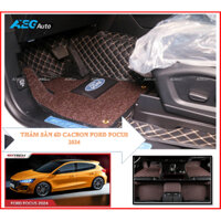 Thảm lót sàn ô tô 6D Ford Focus, Da Cacbon cao cấp, Kết hợp Rối Cước, không mùi.