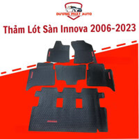 Thảm lót Sàn xe Innova 2006 đến 2023 không mùi, dễ vệ sinh, Mẫu 3 hàng ghế chữ đỏ cao cấp-HL