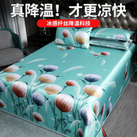 Thảm lụa băng Bộ ba mảnh Thảm mùa hè Tấm trải giường phong cách Ký túc xá Bộ hai mảnh đơn mùa hè Thảm lụa băng có thể giặt được / 0021