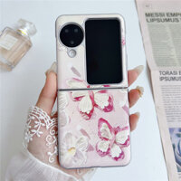 Thẩm Mỹ Hàn Quốc Dễ Thương Ngộ nghĩnh Hồng Trắng Hoa Bướm Ốp lưng OPPO Find N2 Flip Find N3 Flip Ốp Lưng Chống Sốc
