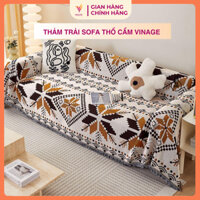 Thảm Phủ Sofa Họa Tiết Thổ Cẩm Decor Phòng Xinh, Khăn Trải Sofa Vintage Cao Cấp Halan Sofa