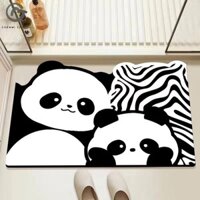 Thảm tắm chống trượt in hình gấu trúc và ngựa vằn dễ thương để trang trí phòng tắm