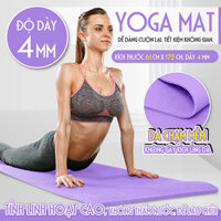 Thảm tập, Đệm lót, Miếng lót yoga,Thảm tập gym chống trượt tập thể dục tại nhà  4mm - 6mm - 8mm BG tặng kèm túi đựng thảm cao cấp - Tím - Dày 4MM