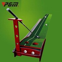 Thảm tập golf Putting Mat bằng gỗ tự động trả bóng về và có giá dựng gậy - khuyến mại 3 quả bóng tập