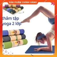 Thảm tập Yoga 2 lớp TPE dày 6mm, thảm tập Gym chống trơn trượt và không thấm mồ hôi [FREESHIP]