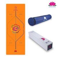 Tham tập yoga cao su cao cấp 183x68x0.5cm định tuyến - Chống thấm, chống trơn, trượt - Thương hiệu QUEEN - Màu cam