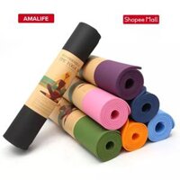 Thảm Tập Yoga Chống Trượt 2 Lớp Dày 6mm, 8mm, 10mm Chất Liệu Cao Su Non TPE Cao Cấp YOGA CAT - Chính hãng Amalife - 6mm,Không PK