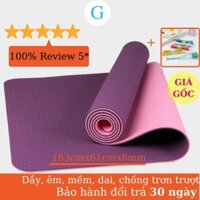 Thảm Tập Yoga chống trượt 2 lớp dày,chất liệu cao su non TPE cao cấp tấm thảm tập gym thể dục tại nhà GYGA