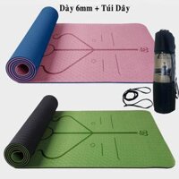Thảm Tập Yoga Định Tuyến 2 Lớp TPE Chọn Màu Cao Cấp Chính Hãng Amalife - 6mm Kèm Túi Dây,Màu Ngẫu Nhiên