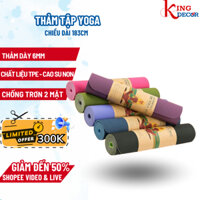 Thảm Tập Yoga Định Tuyến, Thảm Tập Gym TPE Cao Cấp 2 Lớp Dày 6mm Loại I Chống Trượt, Chống Thấm Mồ Hôi