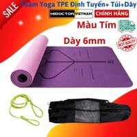 Thảm Tập Yoga Định Tuyến TPE 2 Lớp  Chọn Màu  Chọn Độ Dày  Bao Thảm Tập Yoga  Dây Buộc Thảm Tập Yoga Chính Hãng miDoctor  - Tím Hồng - 6MM 18360cm