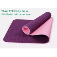 Thảm Tập Yoga gym định tuyến 2 lớp Cao Cấp Chống Trơn Trượt Không Thấm Nước, chất liệu TPE tập thể dục tại nhà - Thảm 2 lớp 6mm - Đỏ