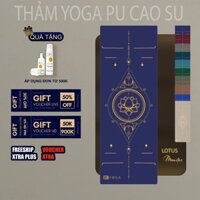 Thảm Tập Yoga Gym Định Tuyến Hebeyoga PU Cao Su Hoa Văn Lotus Kẻ Vàng Cao Cấp