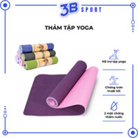 Thảm Tập Yoga, Thảm Tập Gym Thể Dục Tại Nhà 2 Lớp TPE Chống Trượt Cao Cấp ( 6MM ) - 3B Sport