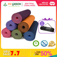 Thảm Tập Yoga TPE 2 Lớp 6mm PH Green Cao Cấp Kích Thước 183x61cm Chất Liệu Đàn Hồi Cao Chống Trơn Chống Nước Không Mùi Khó Chịu Thảm Yoga