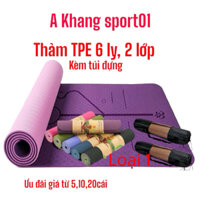 Thảm Tập Yoga TPE 2 Lớp 6mm Định Tuyến Cao Cấp Chống Trượt Yoga(tặng kèm túi xịn)