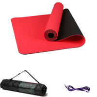 Thảm Tập Yoga TPE 6mm 2 lớp Đại Nam Sport Có Túi đứng và dây buộc - Đỏ