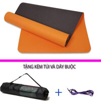 Thảm Tập Yoga Và Gym Chất Liệu Cao Cấp TPE 6mm 2 Lớp DNS012 Đại Nam Sport Chống Trơn Tặng Kèm Túi Và Dây Buộc - có túi - Cam